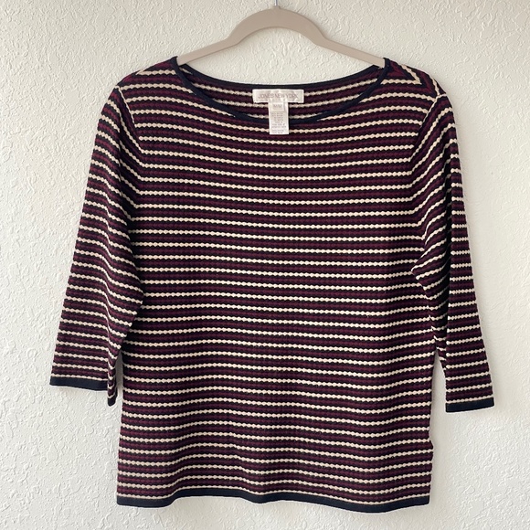 Vintage JONES NEY YORK knit 3/4 sleeve shirt SZ M‎ - Picture 1 of 5